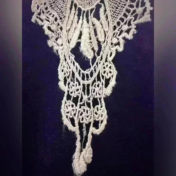 Handmade, purple velvet girls dress size 6X lace trim pleat waist long sleeve - Picture 3 of 9